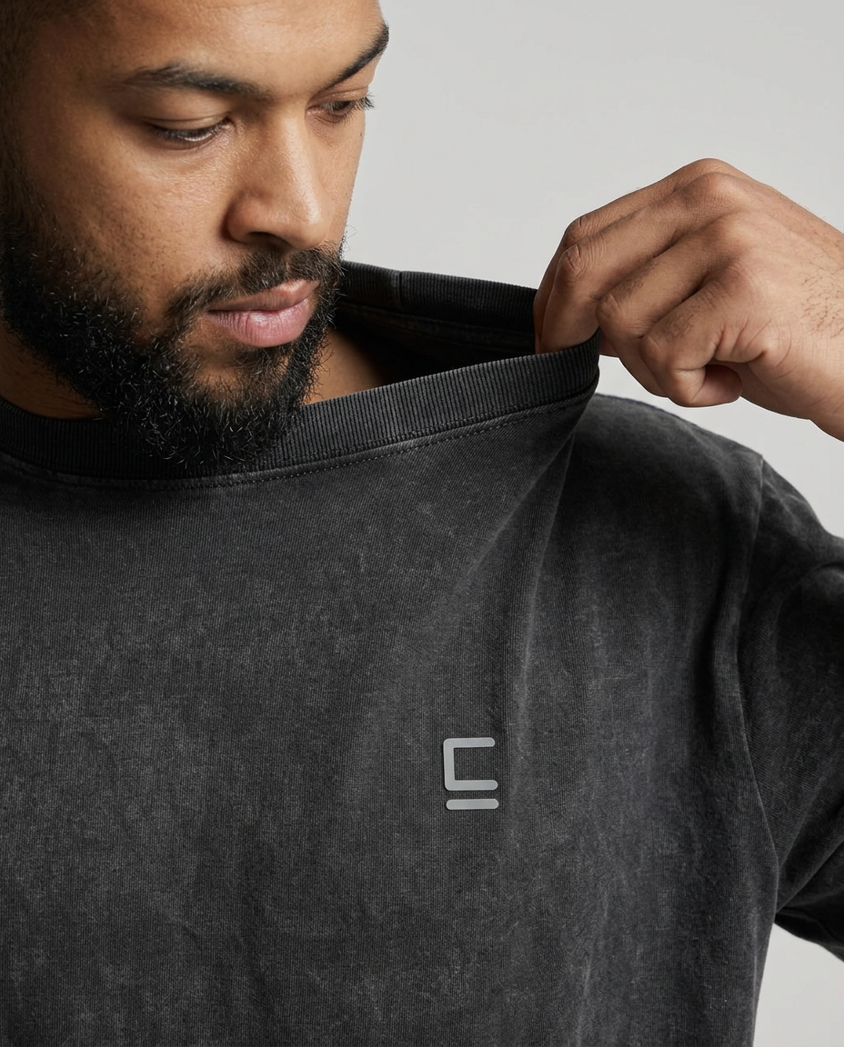 Oversize T-shirt "Big E" - Negra
