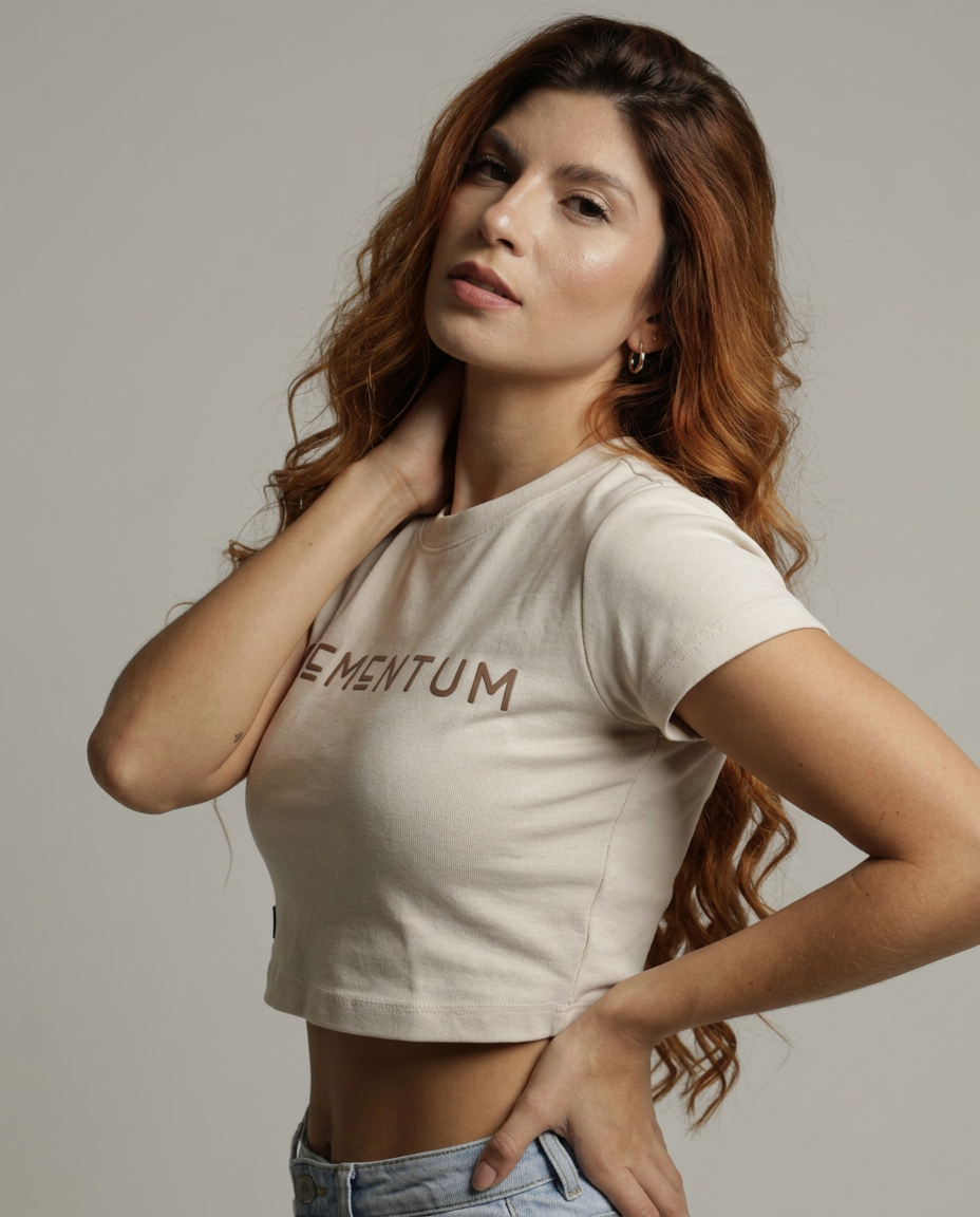 Crop top "Elementum" - Crema
