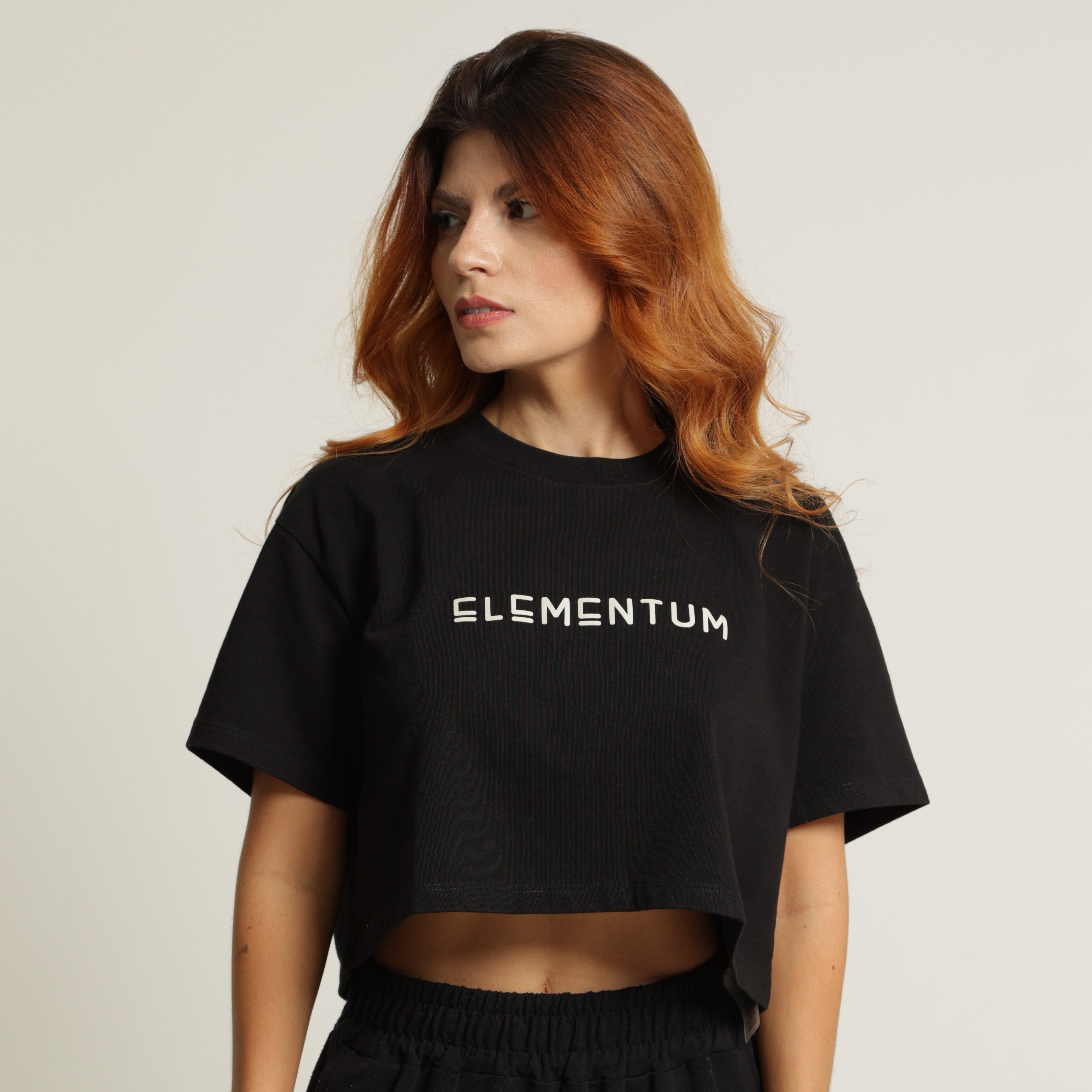 Oversize T-shirt mujer "Elementum" - Negro