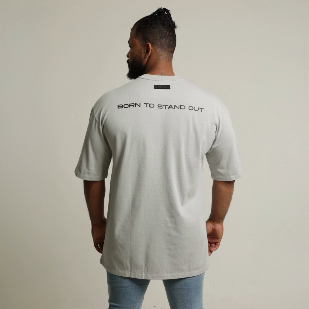 Oversize T-shirt "born to stand out" -  Gris