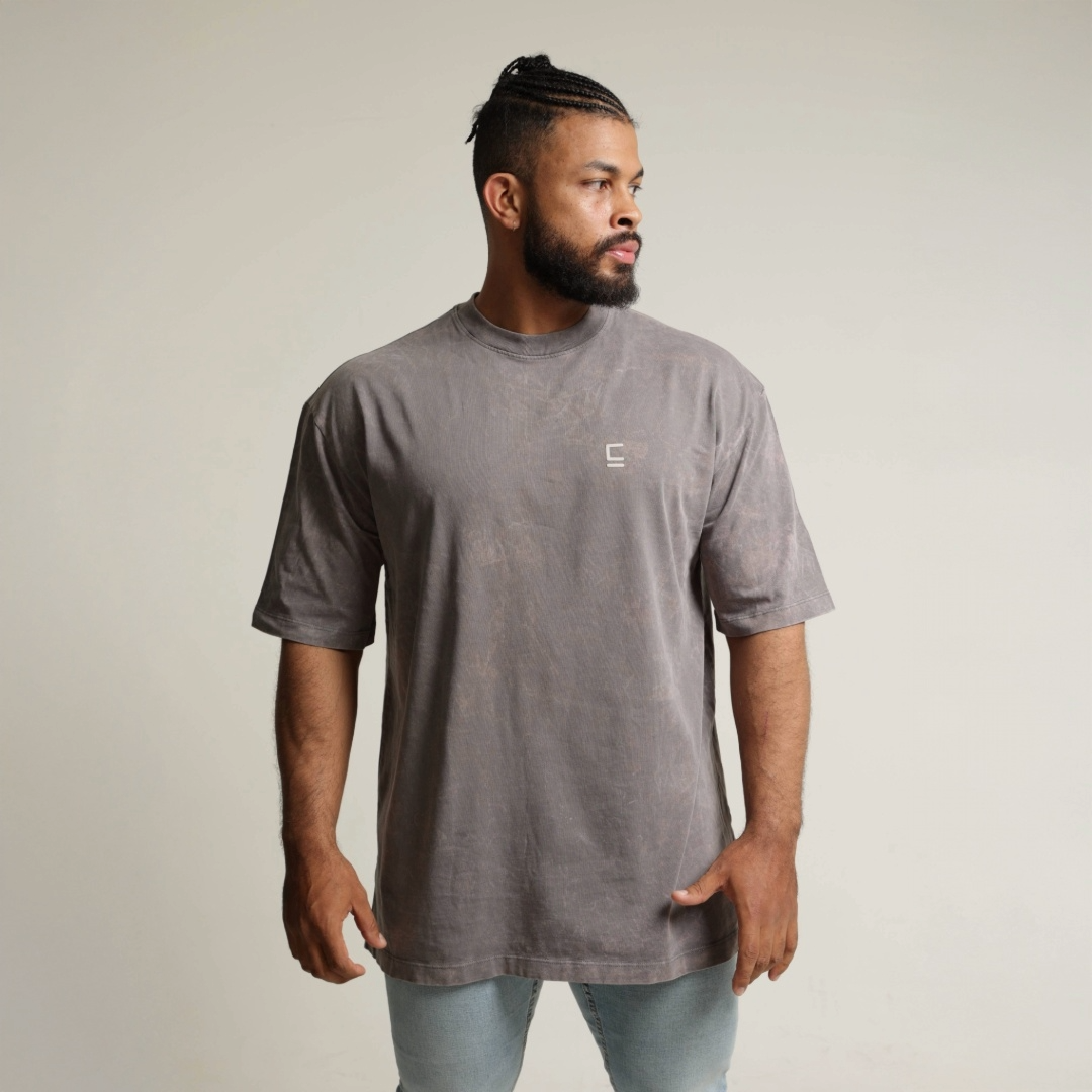 Oversize T-shirt "Big E" -  Gris