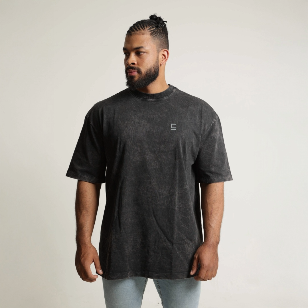 Oversize T-shirt "Big E" -  Negra