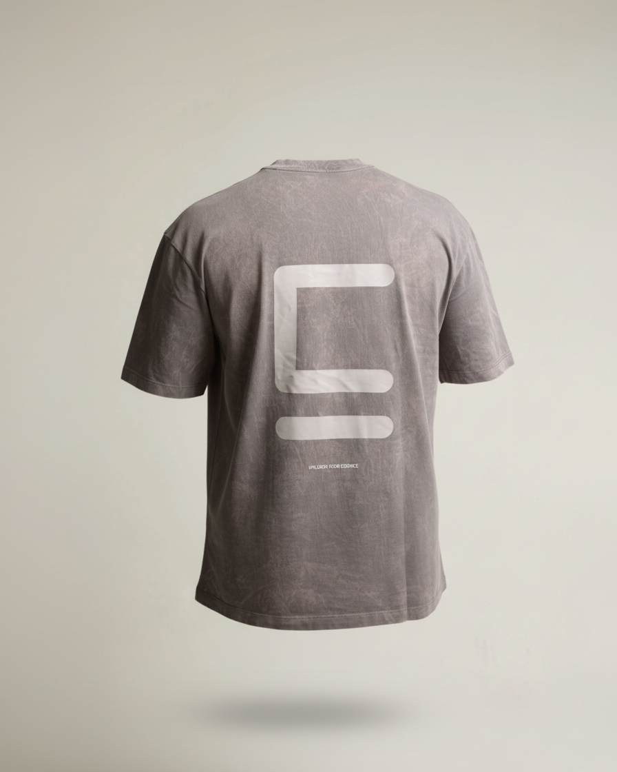 Oversize T-shirt "Big E" -  Gris