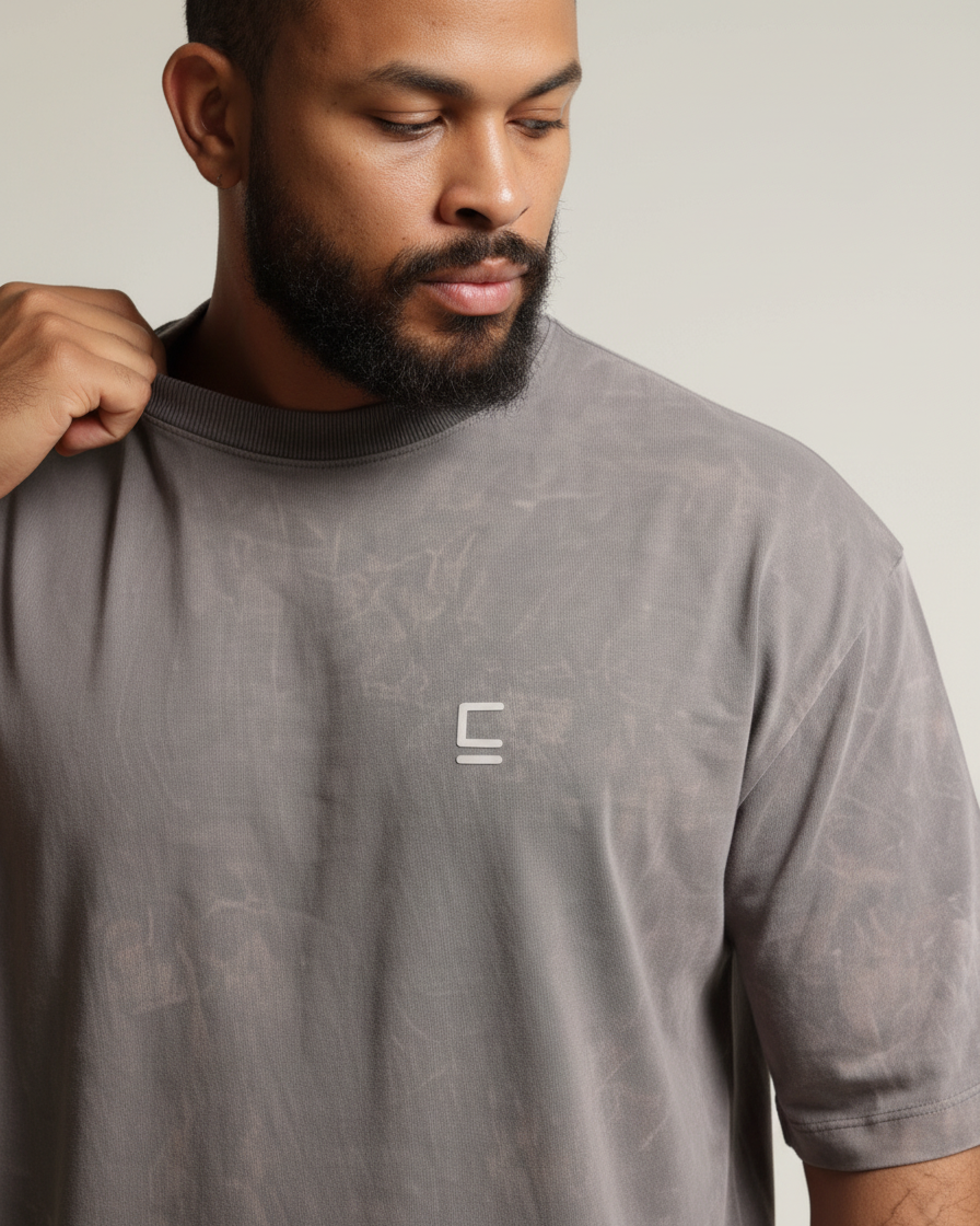 Oversize T-shirt "Big E" -  Gris